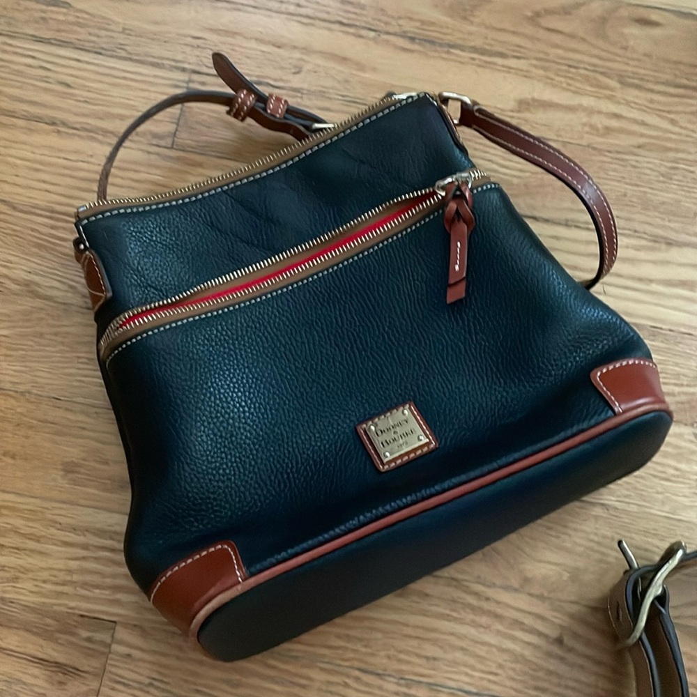DOONEY & BOURKE Pebble Grain Leather Crossbody Black/Tan
